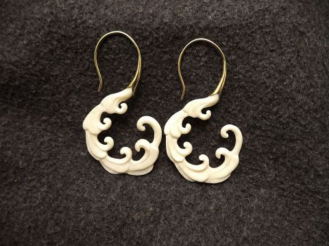 boucles d'oreille laiton et os